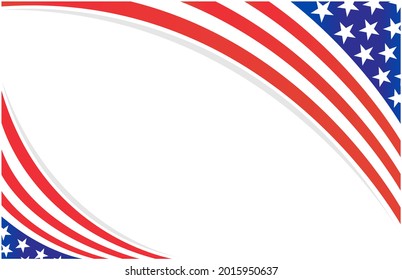 American abstract flag patriotic corner banner border with an empty space for text.