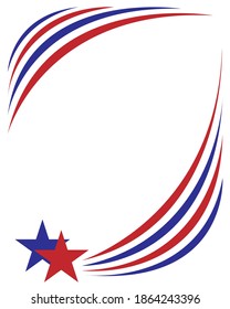 American abstract flag wave corner banner background with an empty space for text.