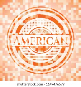 American abstract orange mosaic emblem