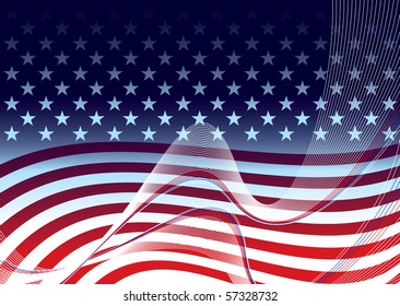 American abstract stars and stripes background concept illustration