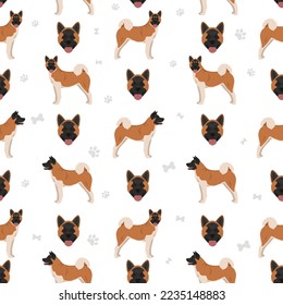 American Akita dog seamless pattern. Background graphic design. Vector illustration