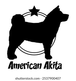 American Akita perro silueta, perro, razas de perro, logotipo, Vector, silueta, diseño de logotipo, animal, ilustración, icono, signo, diseño, negro, símbolo, mascota