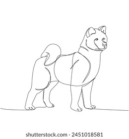 American Akita , raza de perro japonés, raza antigua, perro de caza una línea de arte. dibujo de línea continua de amigo, perro, perro, amistad, cuidado, mascota, animal, familia, canino.