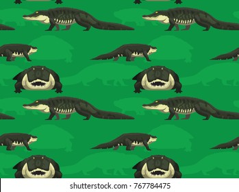 American Alligator Cartoon Seamless Wallpaper