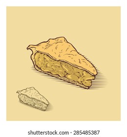american apple pie, hand drawn illustration