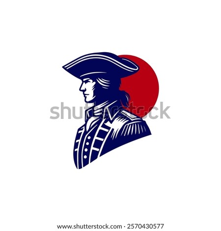 American Army Soldier Countryman Patriot With Tricorn Hat Logo Design