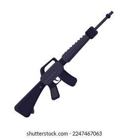 Ilustración de arma de rifle automática estadounidense. Armamento del ejército aislado de fondo blanco. Guerra, concepto de batalla