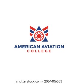 
American Aviation College Logo Design, Turbine Logo