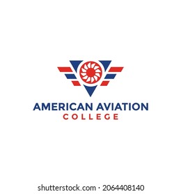 American Aviation College Logo Design, Turbine Logo