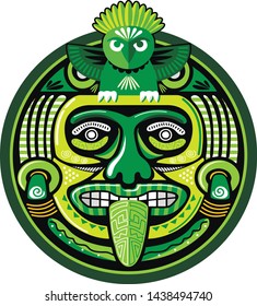 american aztec mayan mexican ornament vector green