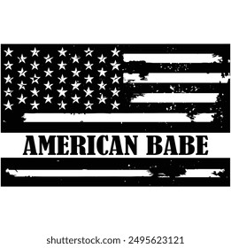 American babe eps – Babe clipart – US flag eps – America Independence day – 4th July