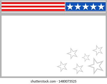 American background frame with USA flag symbols and copy space for your text.