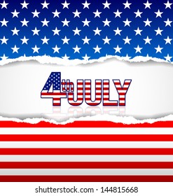American background made of torn papers with 4th july title