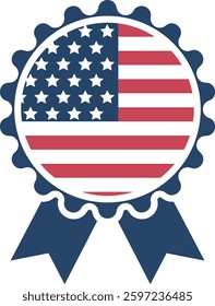 american badge ribbon, patriotic award seal clipart, usa medal emblem vector