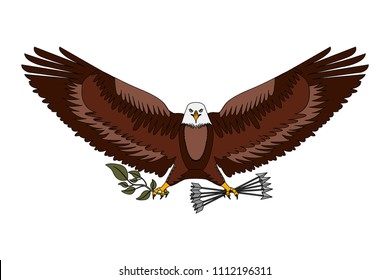 american bald eagle emblem with arrows and olive branch