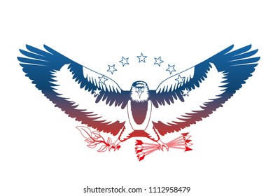 american bald eagle emblem with arrows and olive branch