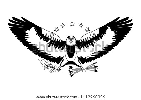 american bald eagle emblem with arrows and olive branch