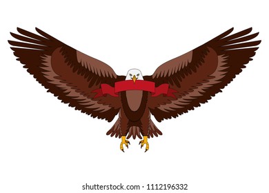 american bald eagle emblem with ribbon