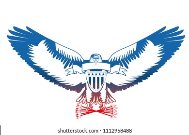 american bald eagle emblem with ribbon