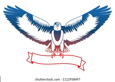 american bald eagle emblem with ribbon