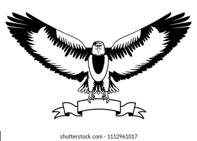 american bald eagle emblem with ribbon