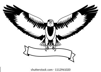american bald eagle emblem with ribbon