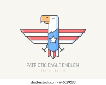 American bald eagle emblem with United States flag colors vector illustration