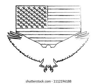 american bald eagle emblem with USA flag