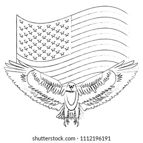 american bald eagle emblem with USA flag