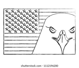 american bald eagle emblem with USA flag