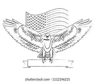 american bald eagle emblem with USA flag