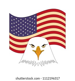 american bald eagle emblem with USA flag