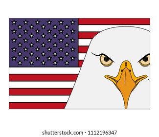 american bald eagle emblem with USA flag