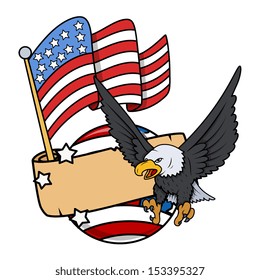 American Bald Eagle with Flag - Patriotic Nation Love Theme Vector