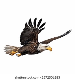 American bald eagle flying isolated