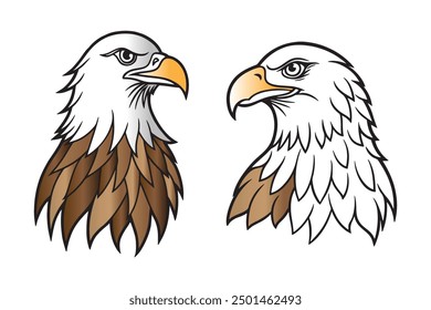 American Bald Eagle flying on a white background. Vector illustration of an eagle