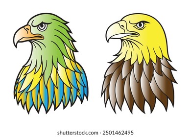 American Bald Eagle flying on a white background. Vector illustration of an eagle