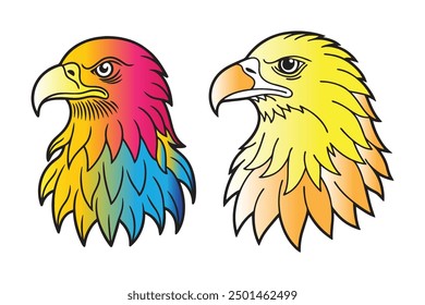 American Bald Eagle flying on a white background. Vector illustration of an eagle