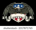 American Bald Eagle Grip a Blank Ribbon for Text