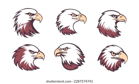 American Bald Eagle or hawk falcon isolated vector sign emblem logo element background. set of Bald Eagle or hawk falcon isolated vector sign emblem logo element background. Eagle or hawk falcon