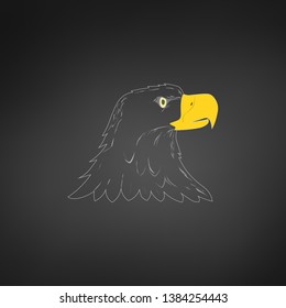 American Bald Eagle or Hawk Head Mascot Graphic, Bird facing side. T-shirt graphics. Vector illustration isolated on white background