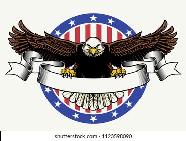 american bald eagle hold the blank ribbon for text