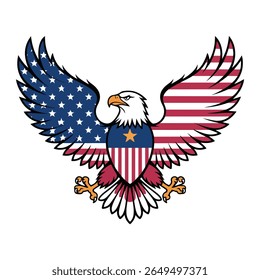 American Bald Eagle Escudo Emblema Patriótico EUA Bandeira Design