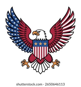 American Bald Eagle Shield Emblem Patriotic USA Flag Design