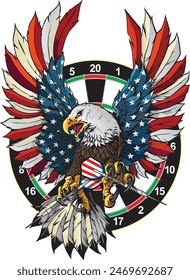 American bald Eagle with USA flags illustration