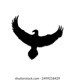 American bald eagle. Vector illustration of a black silhouette on an isolated background. Ideal for creative projects. Stencil of a majestic wild bird.