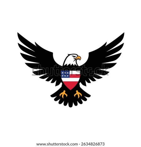 American bald eagle wings spread shield logo.