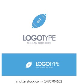 American, Ball, Football, Nfl, Rugby Blue Solid Logo with place for tagline. Vector Icon Template background