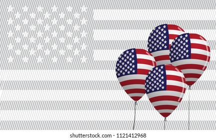 american balloon with gray background