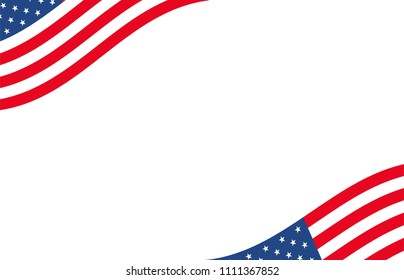 American banner. USA border background with waving flag motif. Motion dynamic concept design. Vector illustration